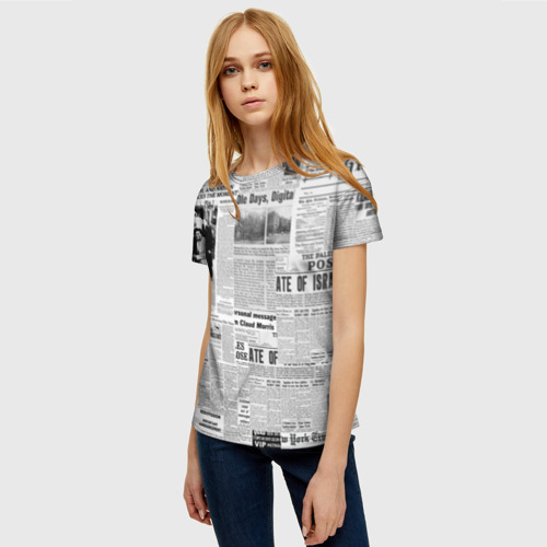 Женская футболка 3D Газета Newspaper, цвет 3D печать - фото 3