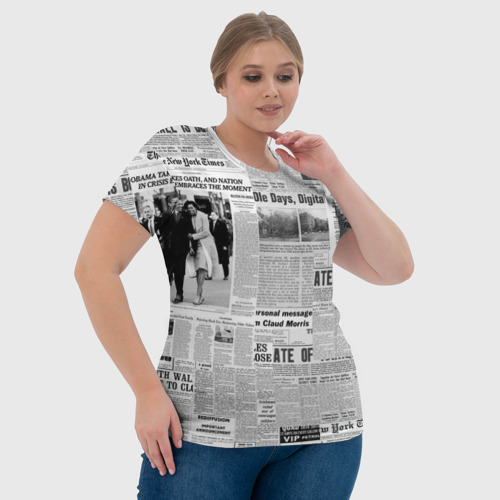 Женская футболка 3D Газета Newspaper, цвет 3D печать - фото 6