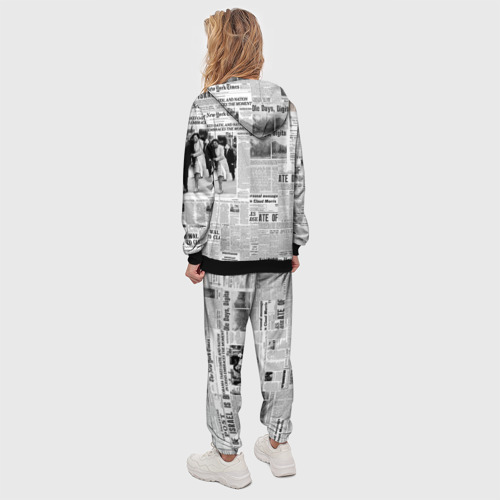 Женский костюм с толстовкой 3D Газета Newspaper, цвет черный - фото 4