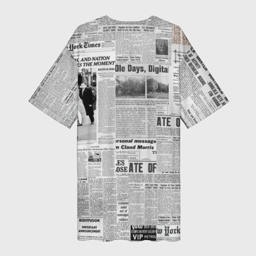 Платье-футболка 3D Газета Newspaper, цвет 3D печать - фото 2