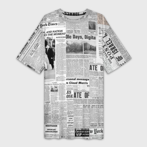 Платье-футболка 3D Газета Newspaper, цвет 3D печать