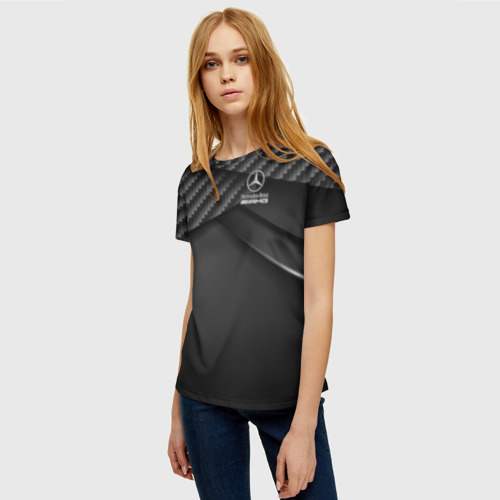 Женская футболка 3D с принтом Mercedes-AMG, фото на моделе #1