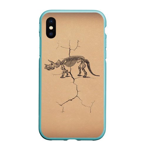 Чехол для iPhone XS Max матовый Triceratops skeleton, цвет мятный