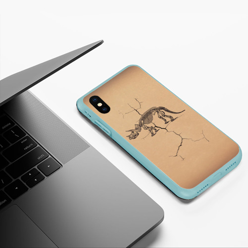 Чехол для iPhone XS Max матовый Triceratops skeleton, цвет мятный - фото 5