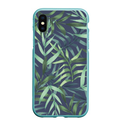 Чехол для iPhone XS Max матовый Листья тропических растений