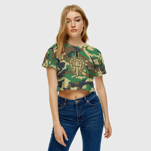 Женская футболка Crop-top 3D Пограничные Войска, цвет 3D печать - фото 4