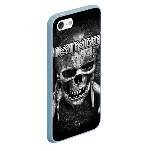 Чехол для iPhone 5/5S матовый Iron Maiden Айрон майден, цвет голубой - фото 3