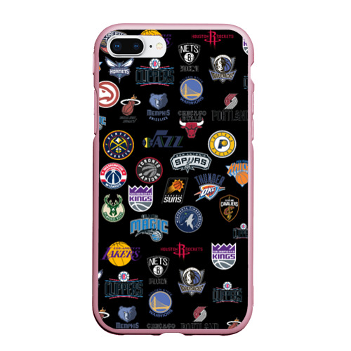 Чехол для iPhone 7Plus/8 Plus матовый NBA Pattern, цвет розовый