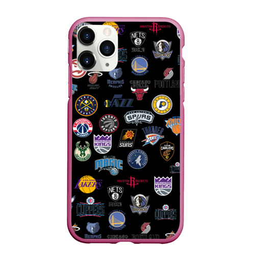 Чехол для iPhone 11 Pro Max матовый NBA Pattern, цвет малиновый