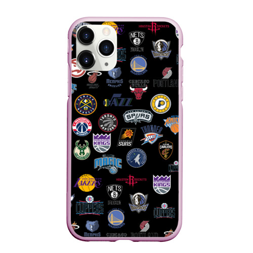 Чехол для iPhone 11 Pro Max матовый NBA Pattern, цвет розовый