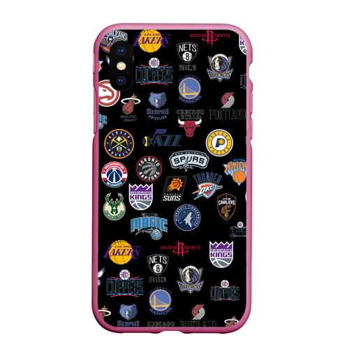 Чехол для iPhone XS Max матовый NBA Pattern, цвет малиновый