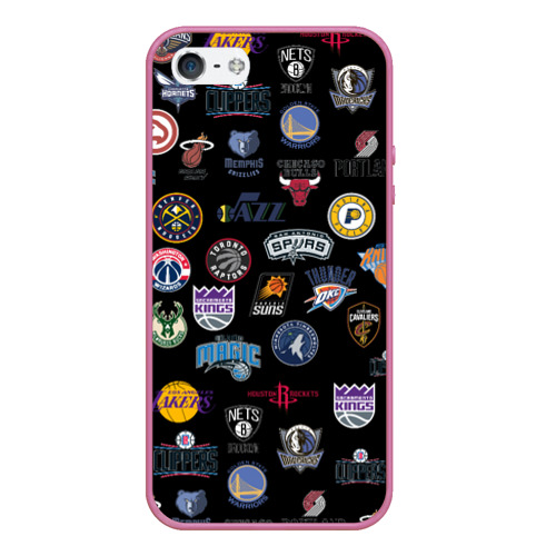 Чехол для iPhone 5/5S матовый NBA Pattern, цвет малиновый