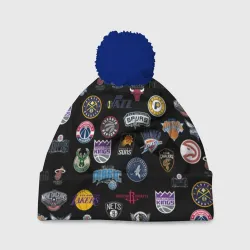 Шапка 3D c помпоном NBA Pattern