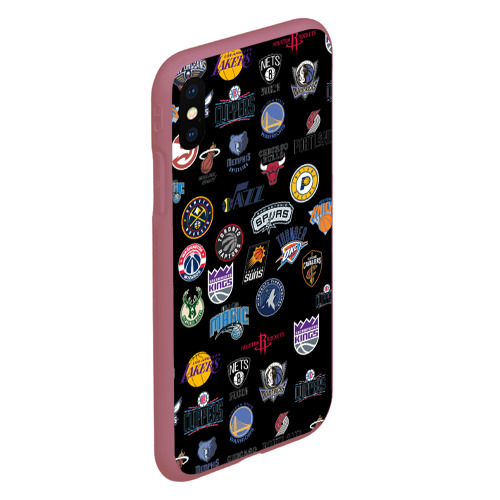 Чехол для iPhone XS Max матовый NBA Pattern, цвет малиновый - фото 3