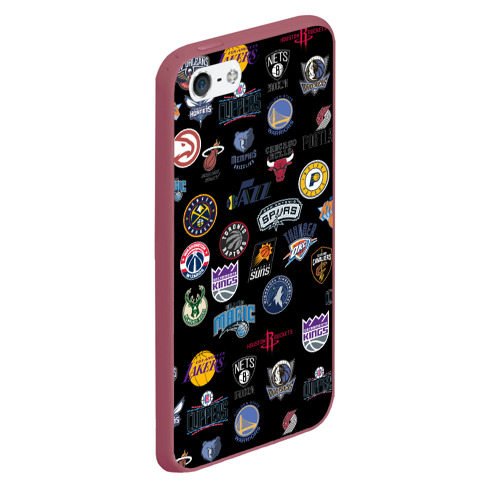 Чехол для iPhone 5/5S матовый NBA Pattern, цвет малиновый - фото 3