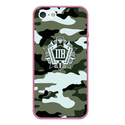 Чехол для iPhone 5/5S матовый Пограничные Войска, цвет малиновый