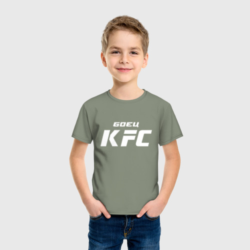 Детская футболка хлопок Боец KFC, цвет авокадо - фото 3