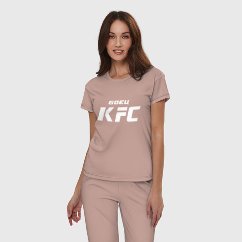 Женская пижама хлопок Боец KFC, цвет пыльно-розовый - фото 3