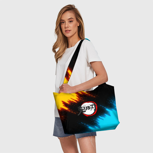 Пляжная сумка 3D Клинок рассекающий демонов яркие брызги - фото 5