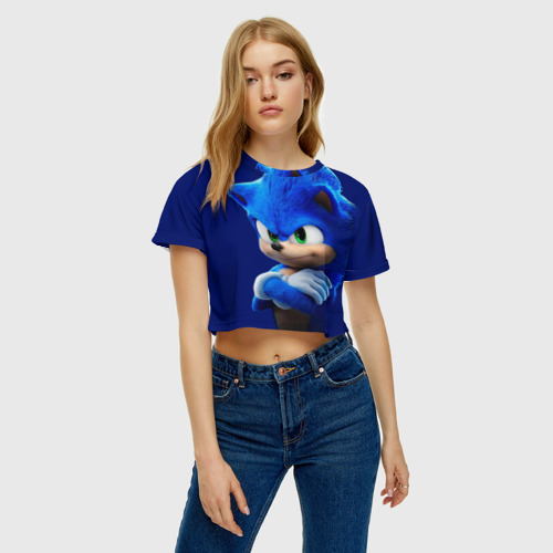 Женская футболка Crop-top 3D Sonic, цвет 3D печать - фото 4