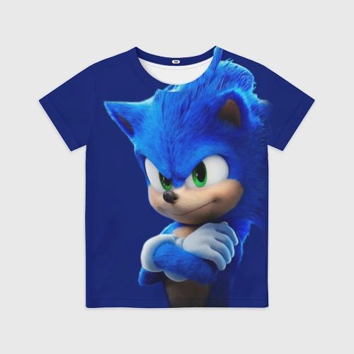 Детская футболка 3D с принтом SONIC, вид спереди #2