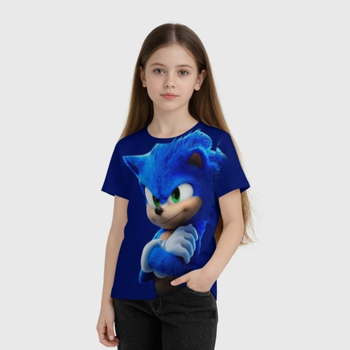 Детская футболка 3D с принтом SONIC, фото на моделе #1