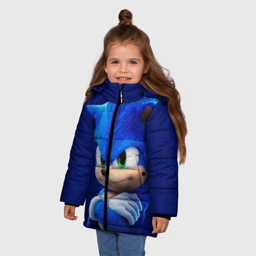 Зимняя куртка для девочек 3D Sonic, цвет светло-серый - фото 3