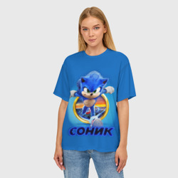 Женская футболка oversize 3D Sonic - фото 2