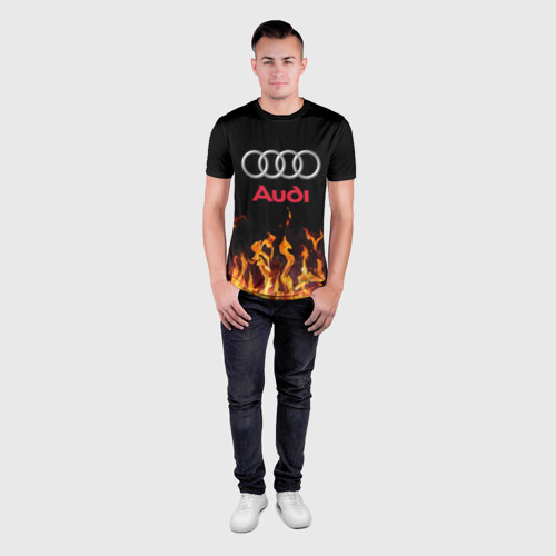 Мужская футболка 3D Slim Audi огонь, цвет 3D печать - фото 4