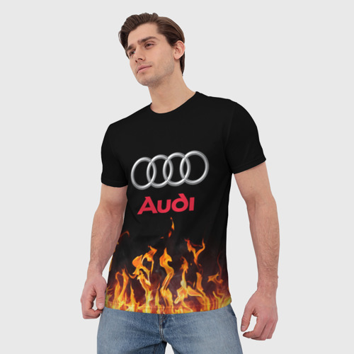 Мужская футболка 3D с принтом AUDI | ОГОНЬ, фото на моделе #1