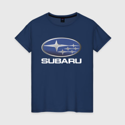 Женская футболка хлопок Subaru logo Субару лого