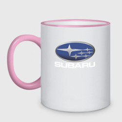 Кружка двухцветная Subaru logo Субару лого