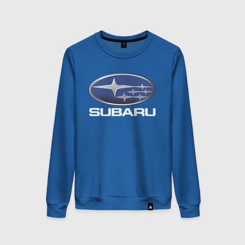 Женский свитшот хлопок Subaru logo Субару лого, цвет синий