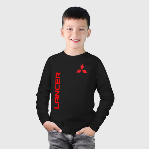 Детский лонгслив хлопок Mitsubishi Lancer logo, цвет черный - фото 3