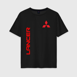 Женская футболка хлопок Oversize Mitsubishi Lancer logo