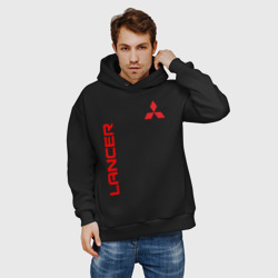 Мужское худи Oversize хлопок Mitsubishi Lancer logo - фото 2