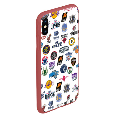 Чехол для iPhone XS Max матовый NBA Pattern, цвет красный - фото 3