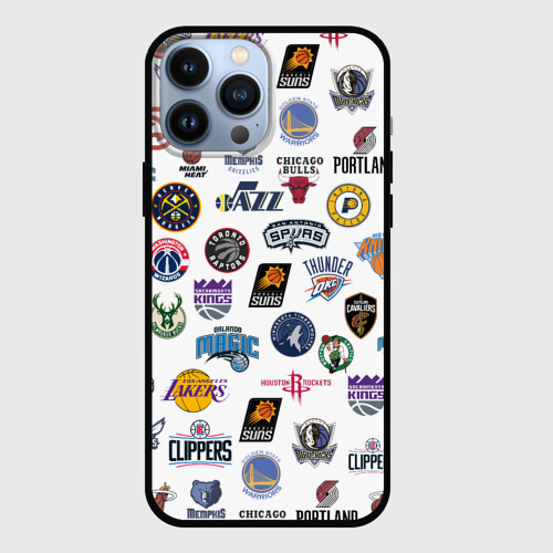 Чехол для iPhone 13 Pro Max с принтом NBA Pattern, вид спереди №1
