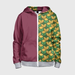 Детская толстовка 3D на молнии Кимоно Гию Томиока из Kimetsu no Yaiba