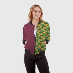 Женский бомбер 3D Кимоно Гию Томиока из Kimetsu no Yaiba - фото 2