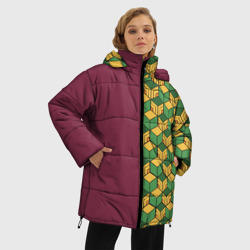 Женская зимняя куртка Oversize Кимоно Гию Томиока из Kimetsu no Yaiba - фото 2