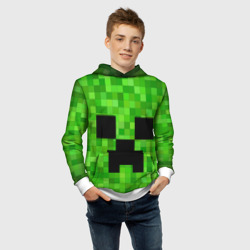 Толстовка с принтом Minecraft Майнкрафт для мужчины, вид на модели спереди №4. Цвет основы: белый
