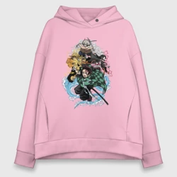 Женское худи Oversize хлопок Kimetsu no Yaiba Герои в группе