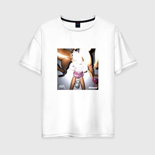 Женская футболка оверсайз из хлопка с принтом Пошлая Молли paycheck, вид спереди №1