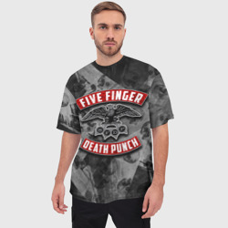 Мужская футболка oversize 3D Five Finger Death Punch - фото 2