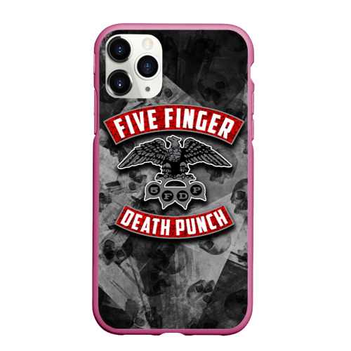 Чехол для iPhone 11 Pro Max матовый Five Finger Death Punch, цвет малиновый