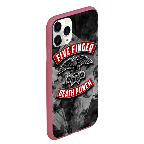 Чехол для iPhone 11 Pro Max матовый Five Finger Death Punch, цвет малиновый - фото 3