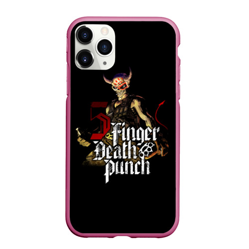 Чехол для iPhone 11 Pro Max матовый Five Finger Death Punch, цвет малиновый