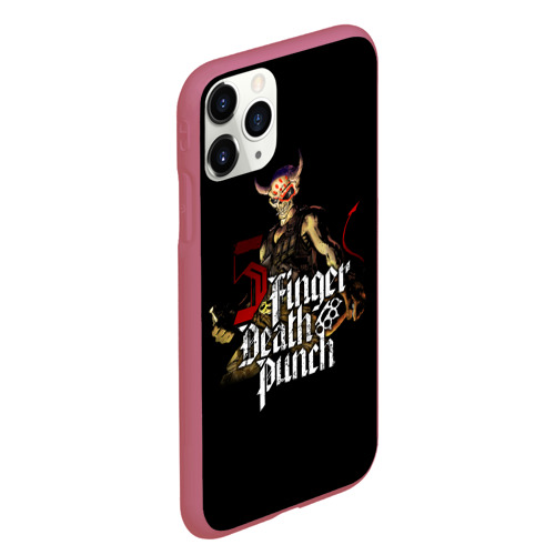 Чехол для iPhone 11 Pro Max матовый Five Finger Death Punch, цвет малиновый - фото 3