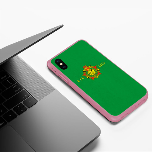 Чехол для iPhone XS Max матовый Пограничные Войска КГБ СССР, цвет малиновый - фото 5